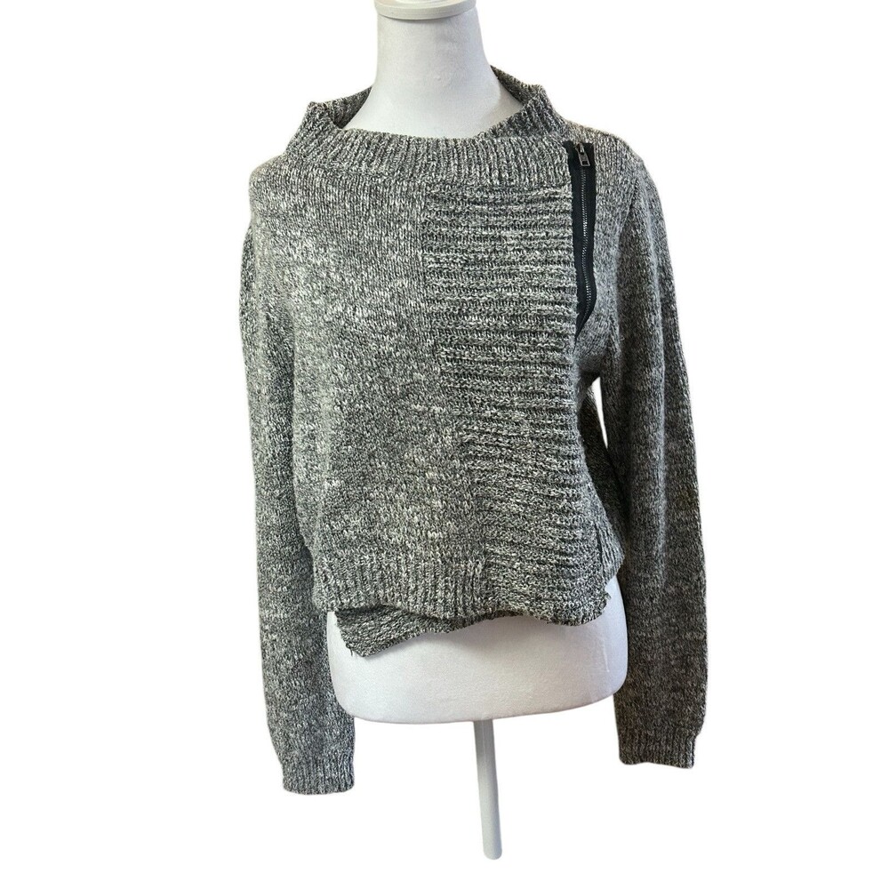 Hollister Gray Cropped Sweater With Zipper Front Sz‎ L